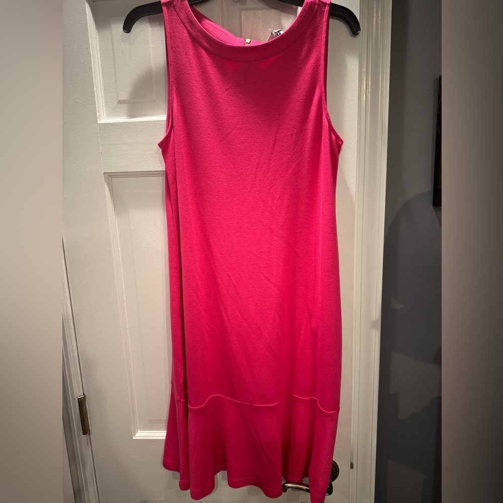 Tommy Bahama Darcy Flounce Dress Glowy Azalea/Vibrant Pink Midi day dress nap - Picture 5 of 12